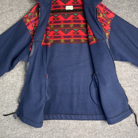 Vintage Sakai Fleece Jacket Full Zip Mens Size Xl Blue Aztec Pockets - Picture 4 of 8